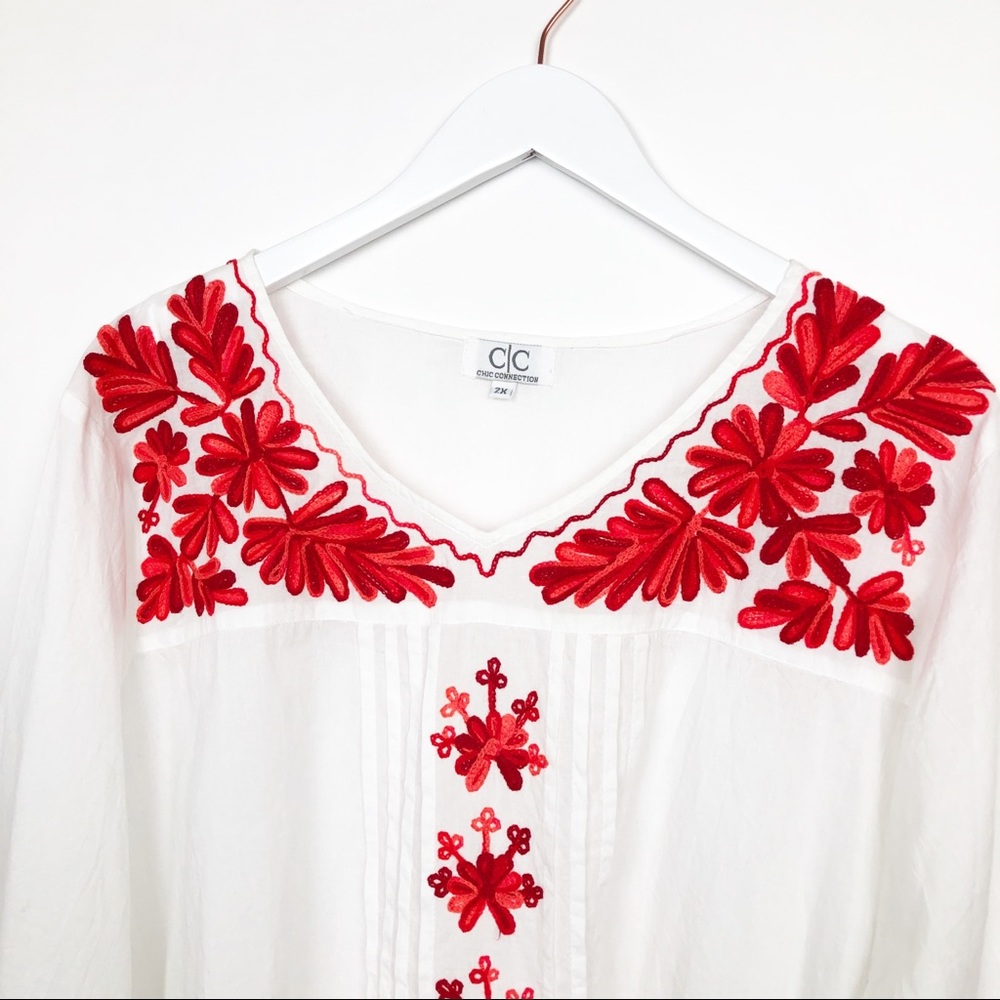 C|C Collection Boho Embroidered White Long Sleeve - Picture 4 of 11